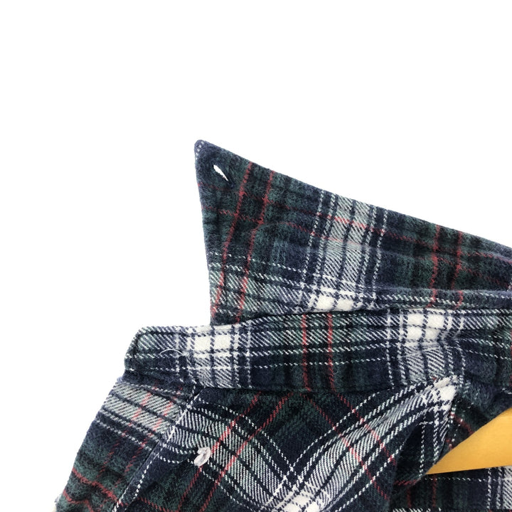 Ralph Lauren long-sleeved button-down light flannel check shirt, men's size M cotton navy blue type Vintage Second Hand