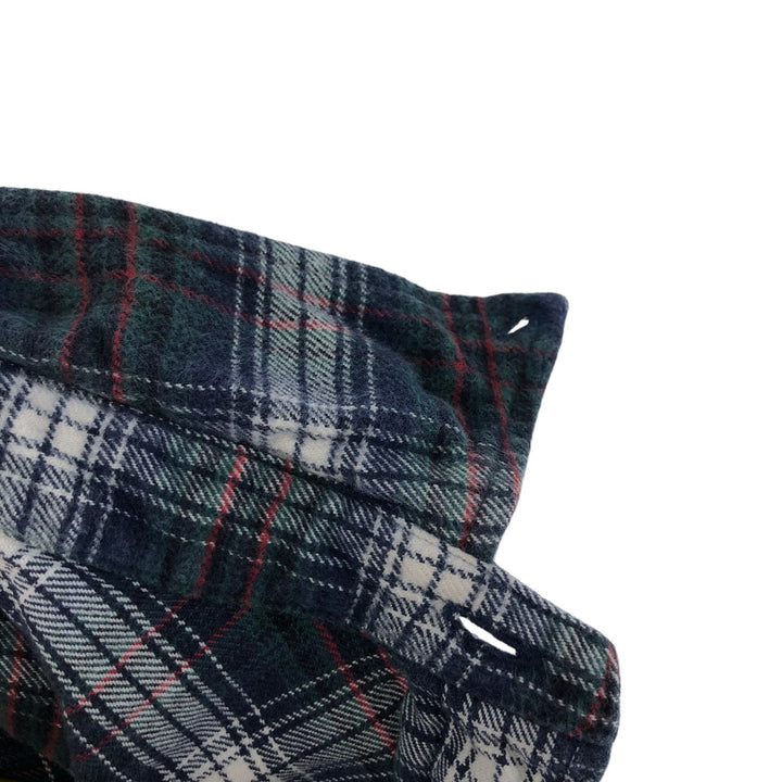 Ralph Lauren long-sleeved button-down light flannel check shirt, men's size M cotton navy blue type Vintage Second Hand