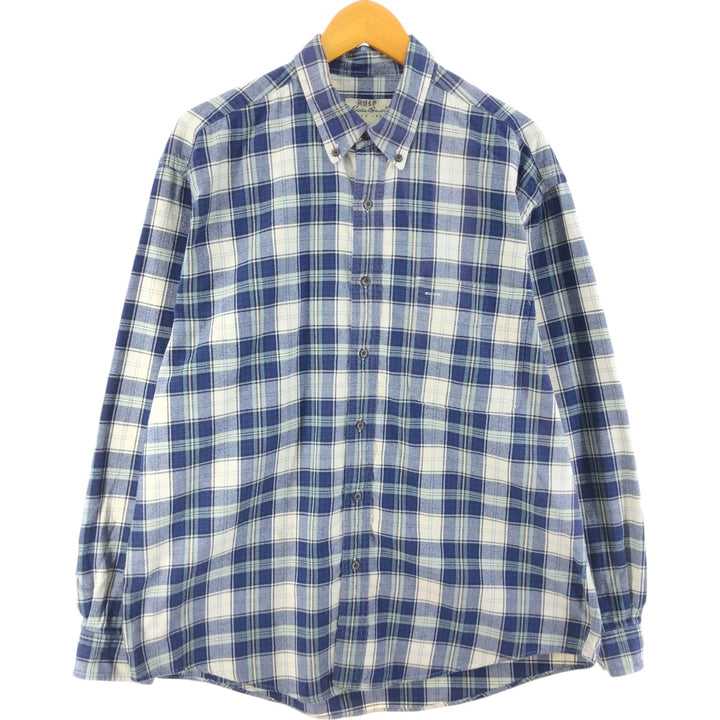 Eddie Bauer Long Sleeve Button Down Light Flannel Check Shirt, Men's Size L cotton blue type Vintage Second Hand