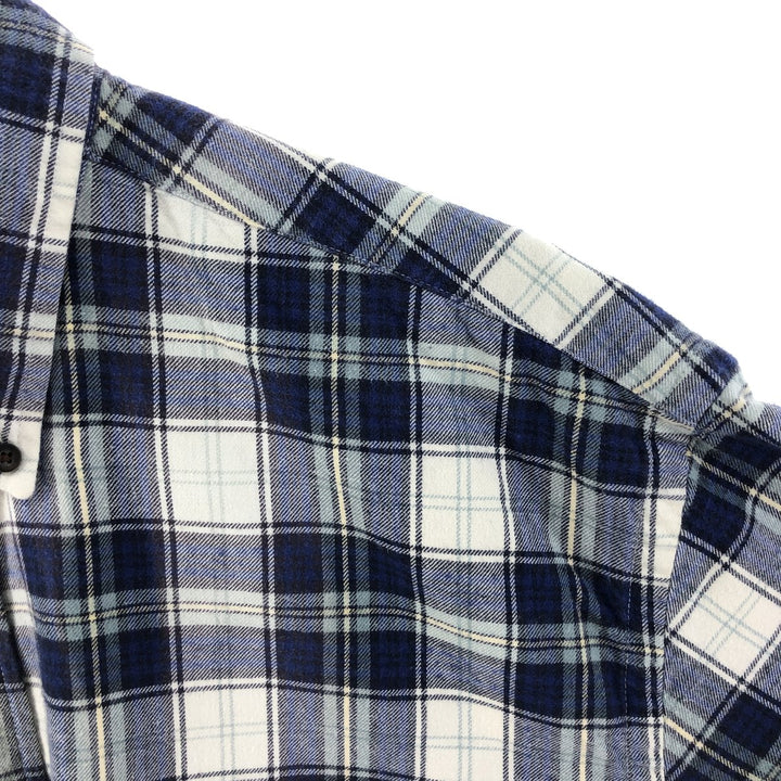 Eddie Bauer Long Sleeve Button Down Light Flannel Check Shirt, Men's Size L cotton blue type Vintage Second Hand