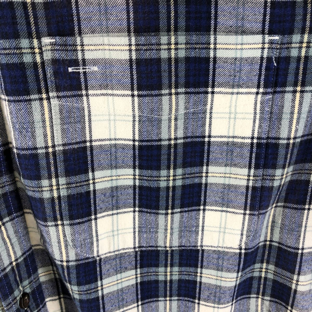Eddie Bauer Long Sleeve Button Down Light Flannel Check Shirt, Men's Size L cotton blue type Vintage Second Hand