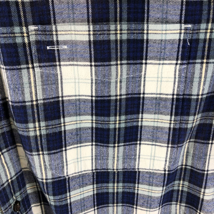 Eddie Bauer Long Sleeve Button Down Light Flannel Check Shirt, Men's Size L cotton blue type Vintage Second Hand