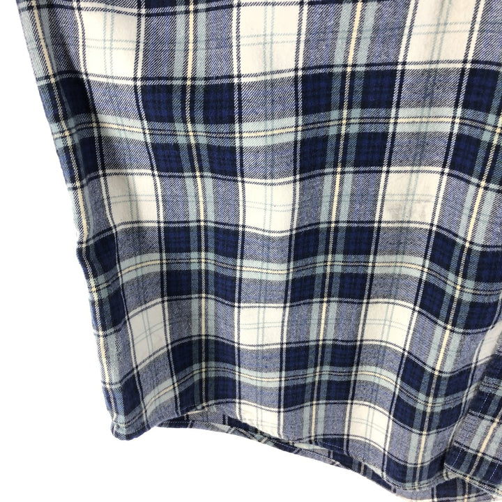Eddie Bauer Long Sleeve Button Down Light Flannel Check Shirt, Men's Size L cotton blue type Vintage Second Hand
