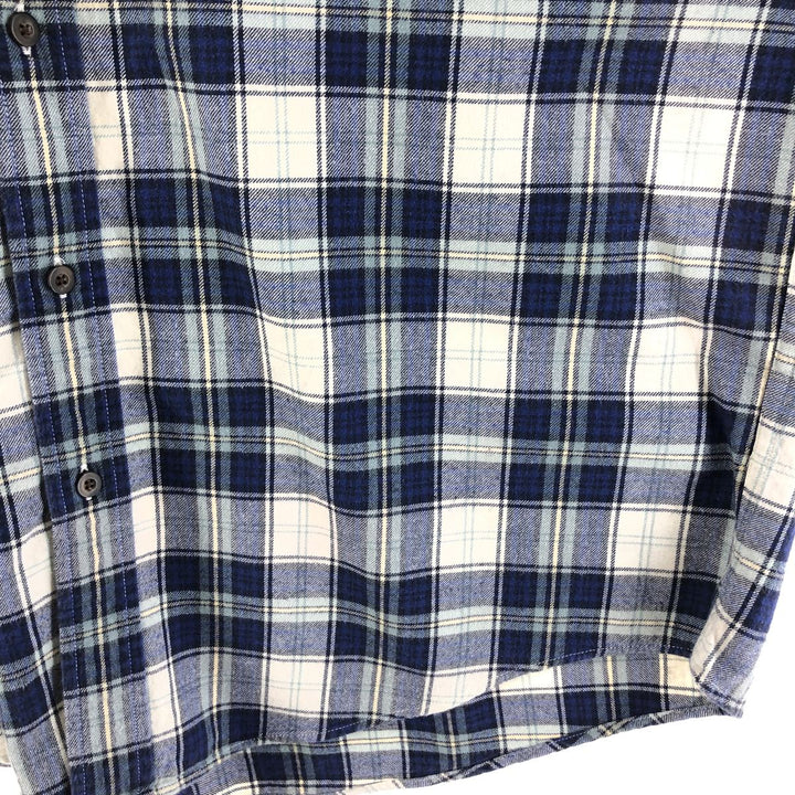 Eddie Bauer Long Sleeve Button Down Light Flannel Check Shirt, Men's Size L cotton blue type Vintage Second Hand