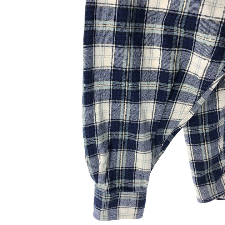 Eddie Bauer Long Sleeve Button Down Light Flannel Check Shirt, Men's Size L cotton blue type Vintage Second Hand