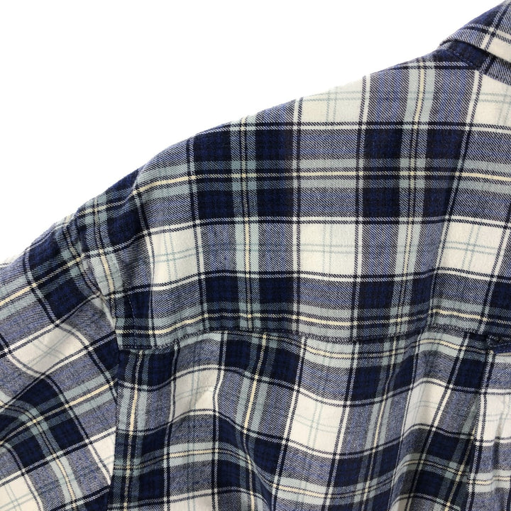 Eddie Bauer Long Sleeve Button Down Light Flannel Check Shirt, Men's Size L cotton blue type Vintage Second Hand