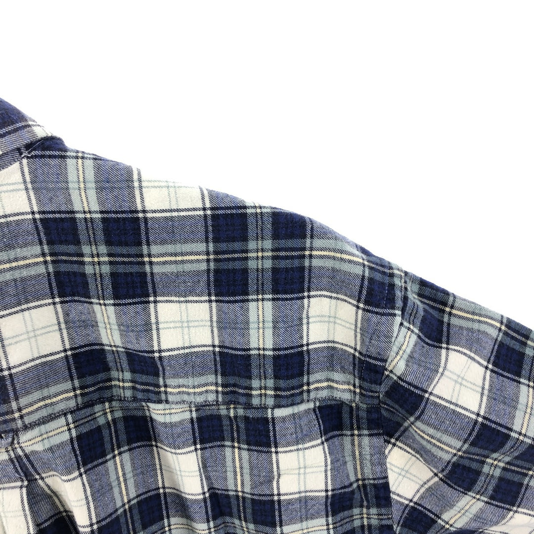 Eddie Bauer Long Sleeve Button Down Light Flannel Check Shirt, Men's Size L cotton blue type Vintage Second Hand