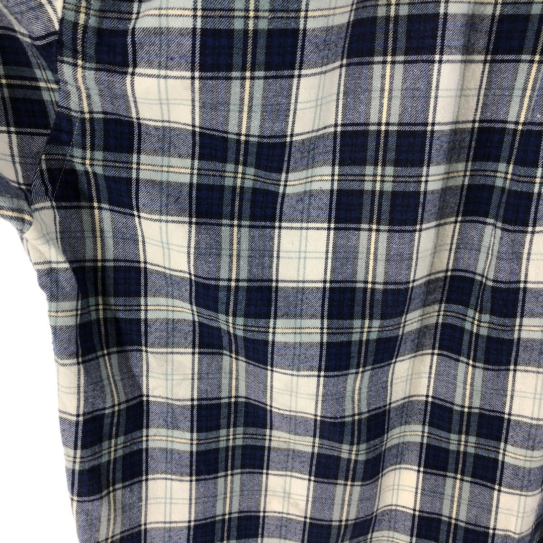 Eddie Bauer Long Sleeve Button Down Light Flannel Check Shirt, Men's Size L cotton blue type Vintage Second Hand