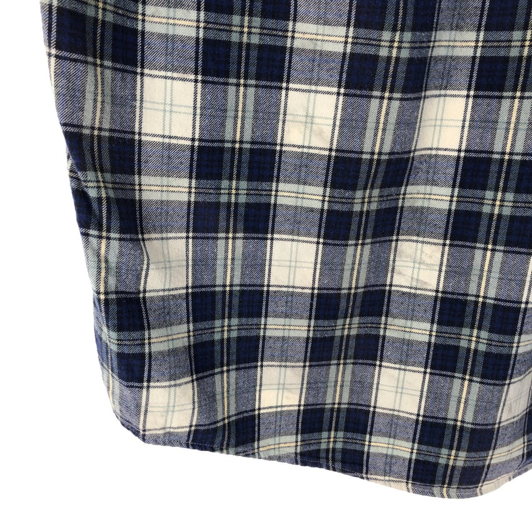 Eddie Bauer Long Sleeve Button Down Light Flannel Check Shirt, Men's Size L cotton blue type Vintage Second Hand