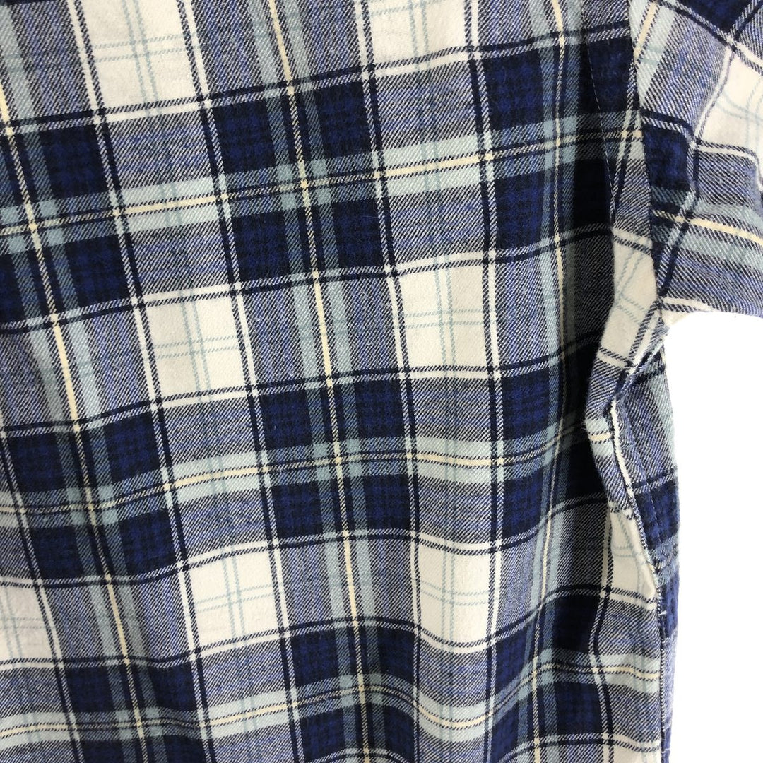 Eddie Bauer Long Sleeve Button Down Light Flannel Check Shirt, Men's Size L cotton blue type Vintage Second Hand