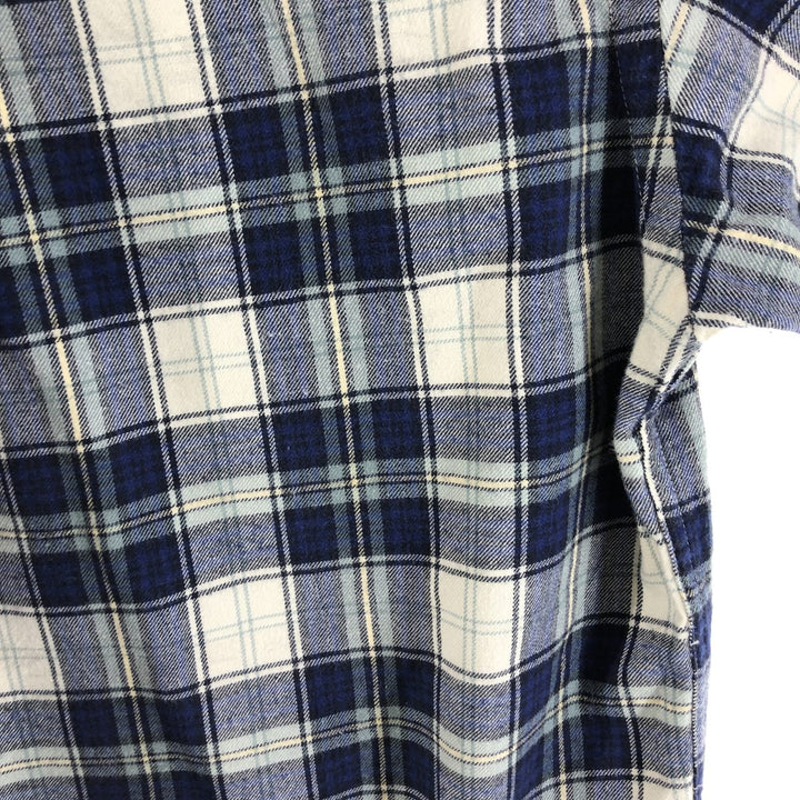 Eddie Bauer Long Sleeve Button Down Light Flannel Check Shirt, Men's Size L cotton blue type Vintage Second Hand