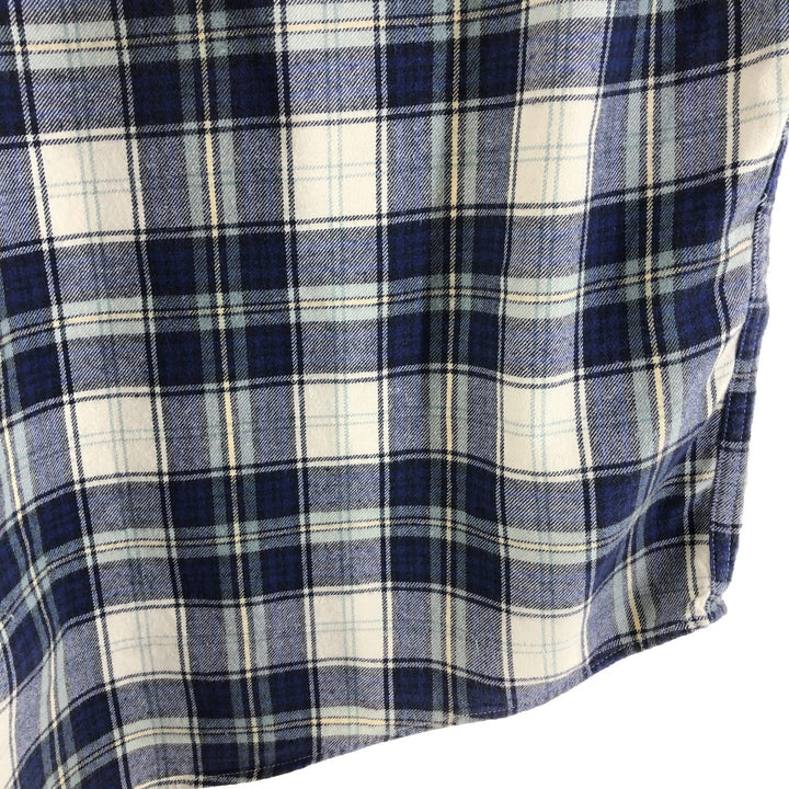 Eddie Bauer Long Sleeve Button Down Light Flannel Check Shirt, Men's Size L cotton blue type Vintage Second Hand