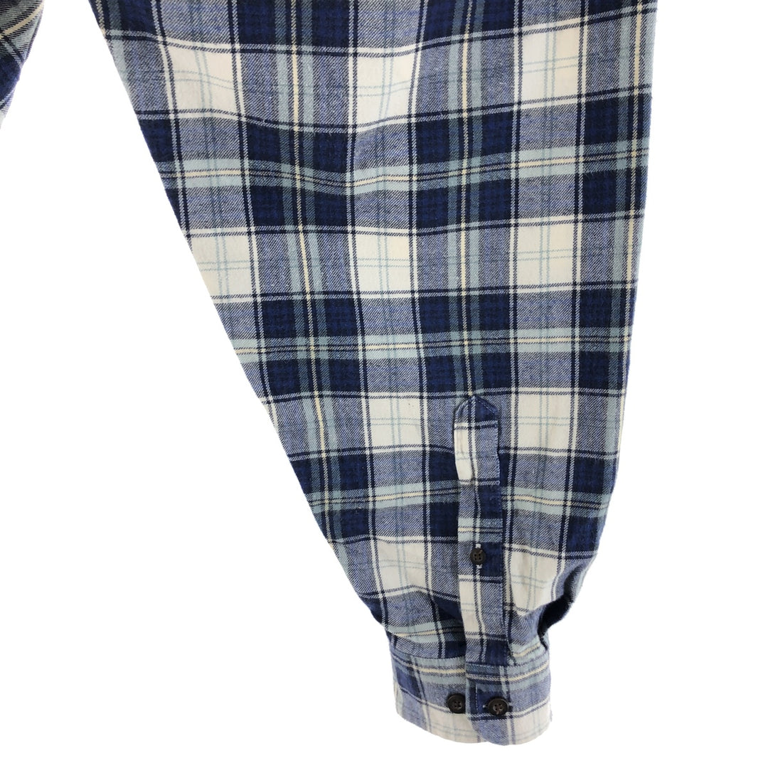 Eddie Bauer Long Sleeve Button Down Light Flannel Check Shirt, Men's Size L cotton blue type Vintage Second Hand