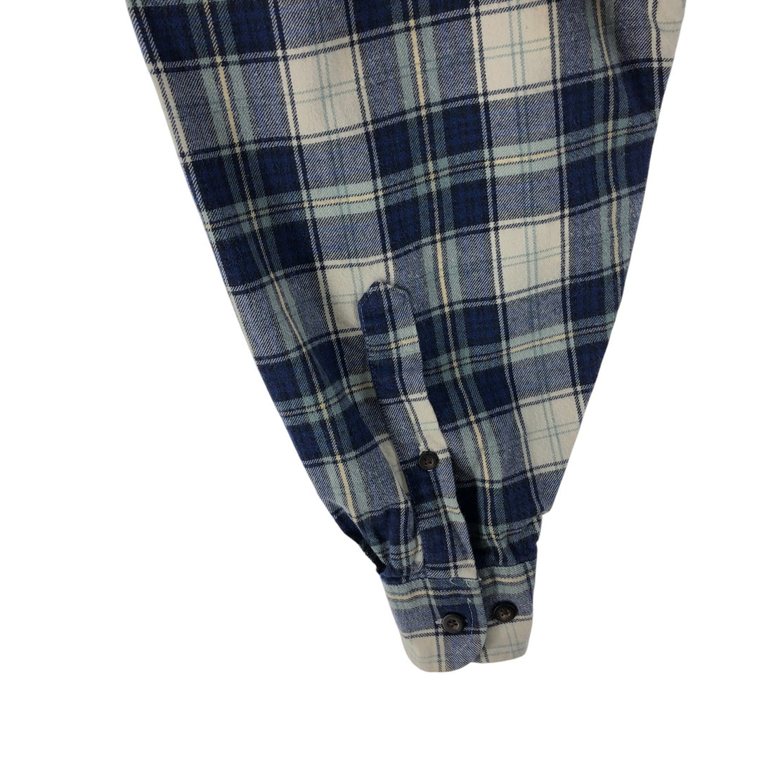 Eddie Bauer Long Sleeve Button Down Light Flannel Check Shirt, Men's Size L cotton blue type Vintage Second Hand
