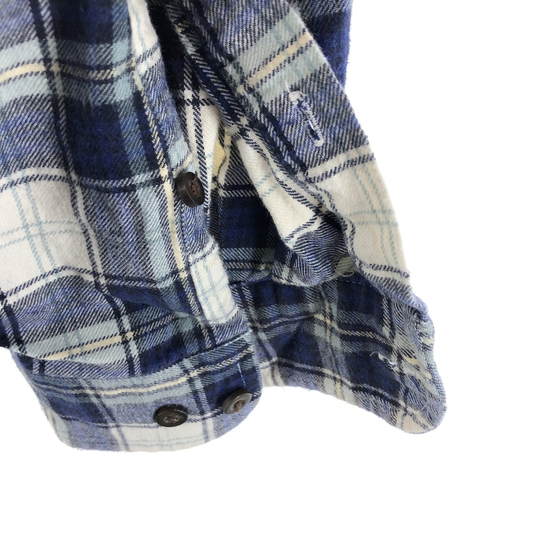 Eddie Bauer Long Sleeve Button Down Light Flannel Check Shirt, Men's Size L cotton blue type Vintage Second Hand