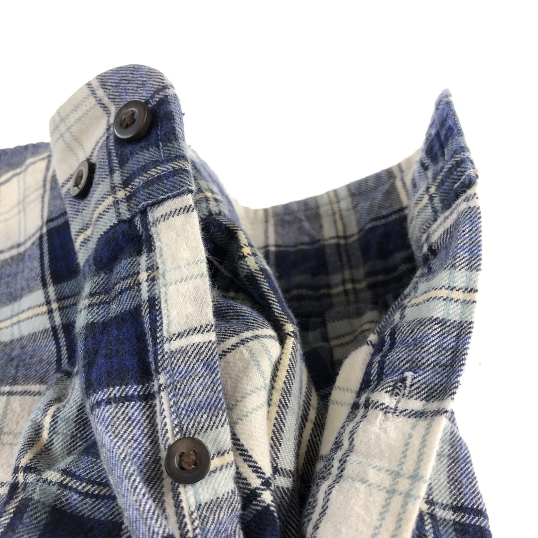 Eddie Bauer Long Sleeve Button Down Light Flannel Check Shirt, Men's Size L cotton blue type Vintage Second Hand