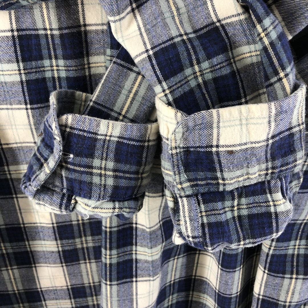 Eddie Bauer Long Sleeve Button Down Light Flannel Check Shirt, Men's Size L cotton blue type Vintage Second Hand