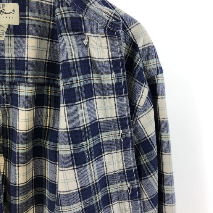 Eddie Bauer Long Sleeve Button Down Light Flannel Check Shirt, Men's Size L cotton blue type Vintage Second Hand