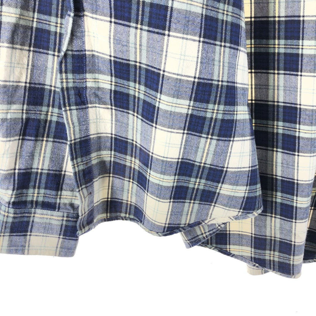 Eddie Bauer Long Sleeve Button Down Light Flannel Check Shirt, Men's Size L cotton blue type Vintage Second Hand