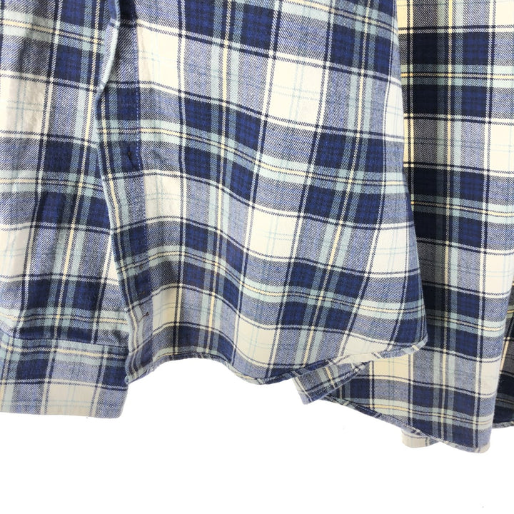 Eddie Bauer Long Sleeve Button Down Light Flannel Check Shirt, Men's Size L cotton blue type Vintage Second Hand
