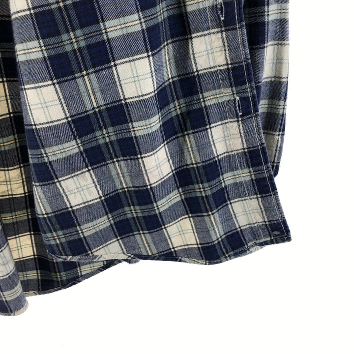 Eddie Bauer Long Sleeve Button Down Light Flannel Check Shirt, Men's Size L cotton blue type Vintage Second Hand