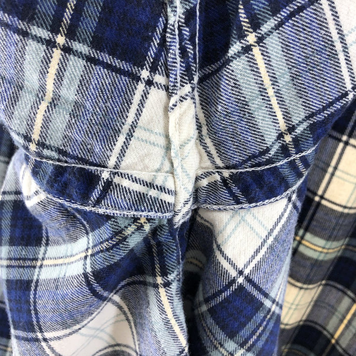 Eddie Bauer Long Sleeve Button Down Light Flannel Check Shirt, Men's Size L cotton blue type Vintage Second Hand