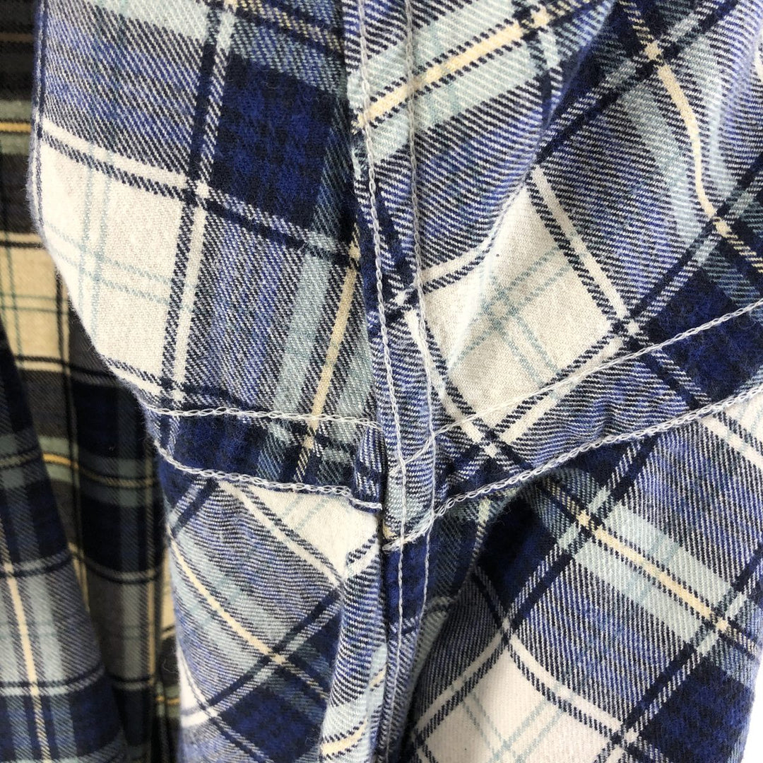 Eddie Bauer Long Sleeve Button Down Light Flannel Check Shirt, Men's Size L cotton blue type Vintage Second Hand