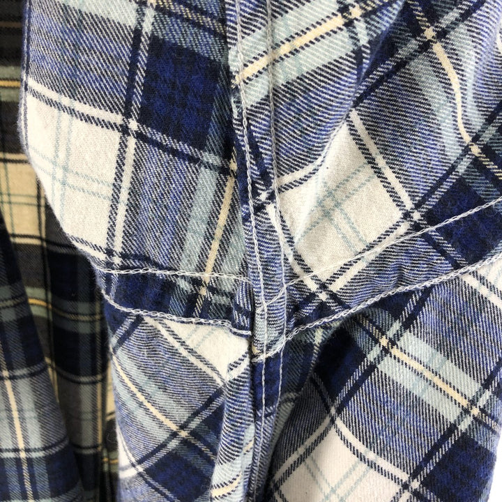 Eddie Bauer Long Sleeve Button Down Light Flannel Check Shirt, Men's Size L cotton blue type Vintage Second Hand