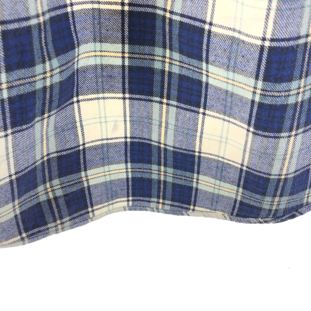 Eddie Bauer Long Sleeve Button Down Light Flannel Check Shirt, Men's Size L cotton blue type Vintage Second Hand