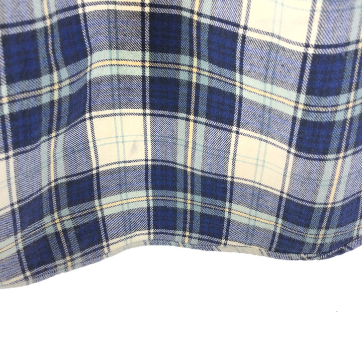 Eddie Bauer Long Sleeve Button Down Light Flannel Check Shirt, Men's Size L cotton blue type Vintage Second Hand