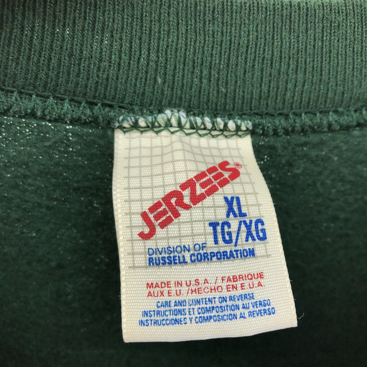 Vintage 80s-90'S Jerzees plain blank sweatshirt, made in the USA, men's size XL cotton green type Vintage Second Hand