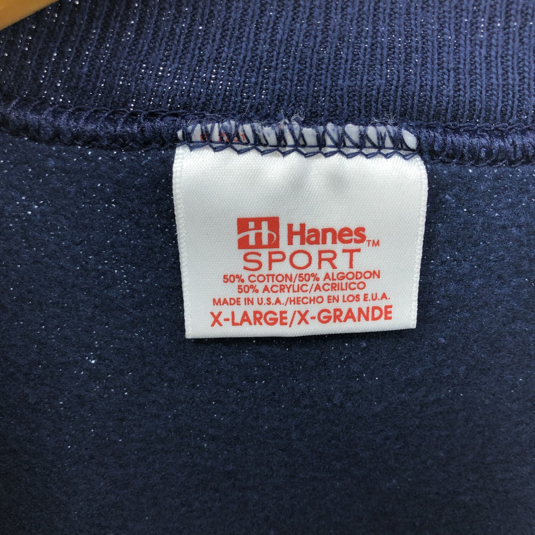 Vintage 90'S Hanes SPORT plain blank sweatshirt, made in the USA, men's size XL cotton navy blue type Vintage Second Hand
