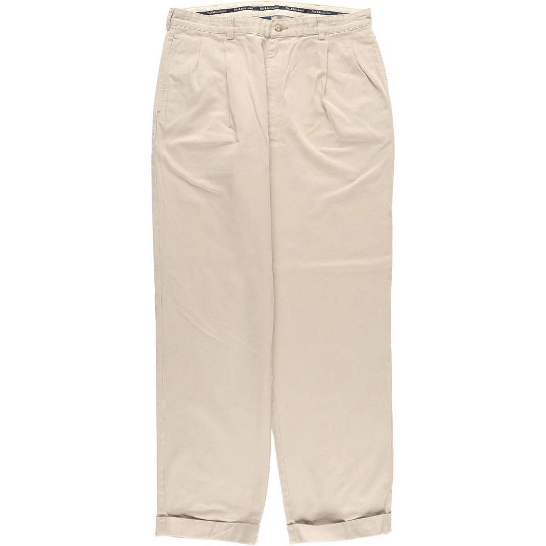 Ralph Lauren POLO RALPH LAUREN Two-pleat chino pants for men, size W35 cotton Beige type Vintage Second Hand