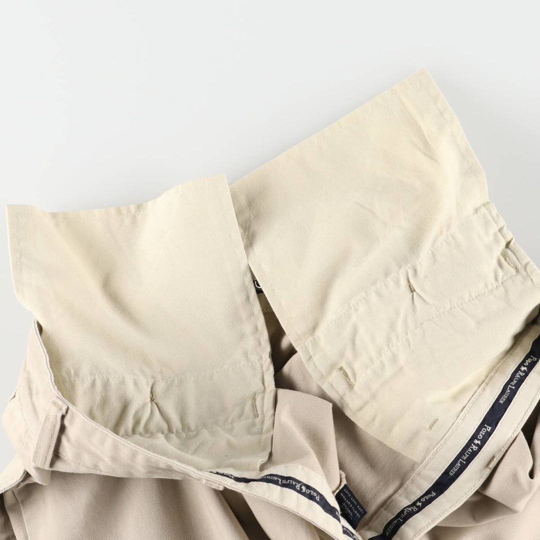 Ralph Lauren POLO RALPH LAUREN Two-pleat chino pants for men, size W35 cotton Beige type Vintage Second Hand