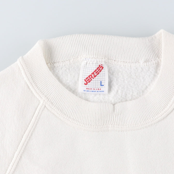 90'S Jerzees Plain Blank Sweatshirt Trainer Made in USA Men's Size L Vintage cotton white type Vintage Second Hand