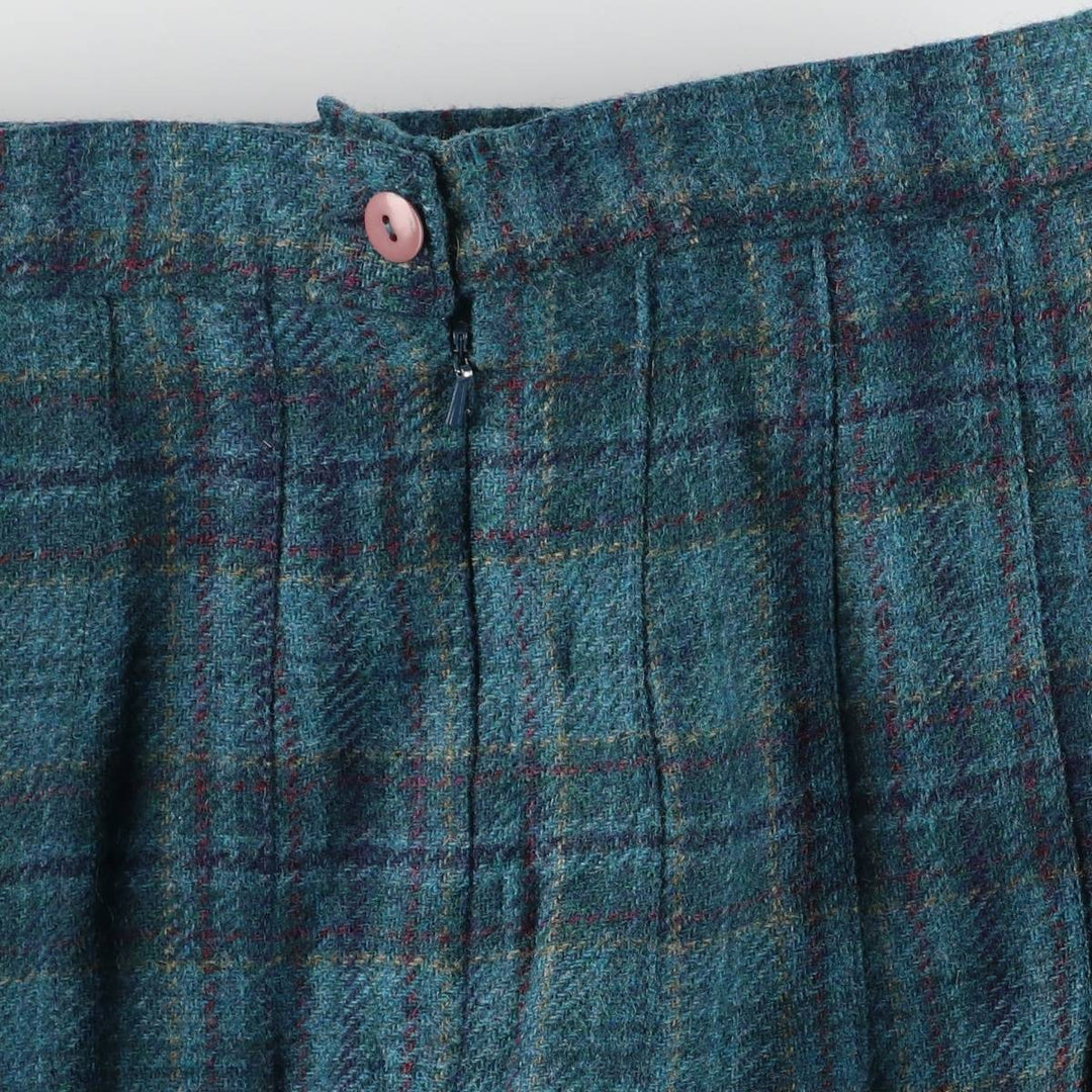 Dunedin Tartan Check Wool Long Pleated Skirt Made in Scotland Women's L size /eaa524945