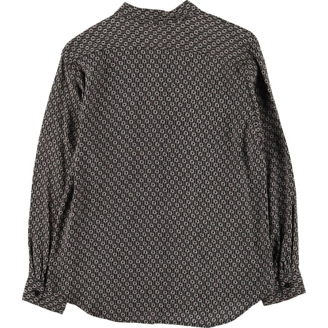 Karen Kane all-over print long-sleeved shirt, made in the USA, women's size L unclear black type Vintage Second Hand