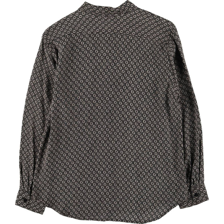 Karen Kane all-over print long-sleeved shirt, made in the USA, women's size L unclear black type Vintage Second Hand