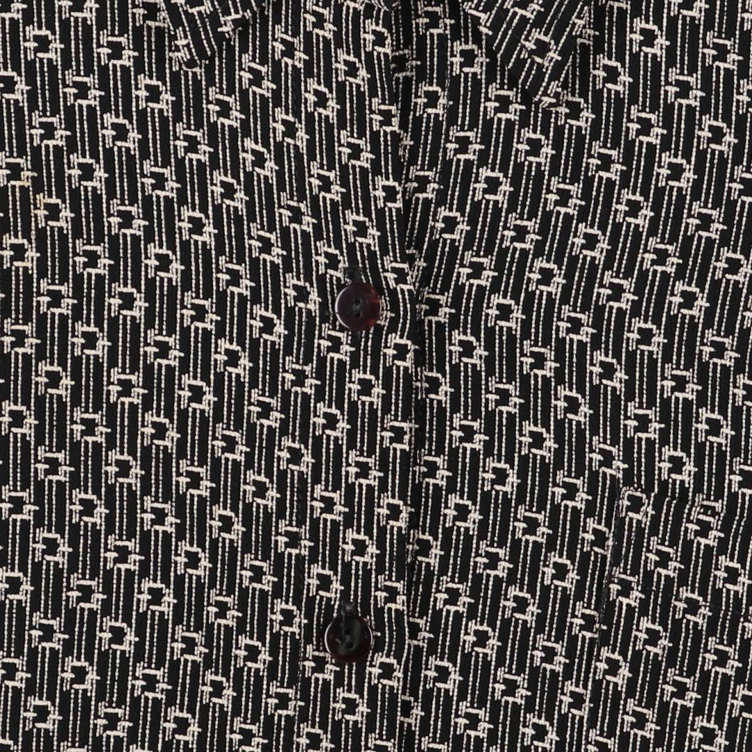 Karen Kane all-over print long-sleeved shirt, made in the USA, women's size L unclear black type Vintage Second Hand