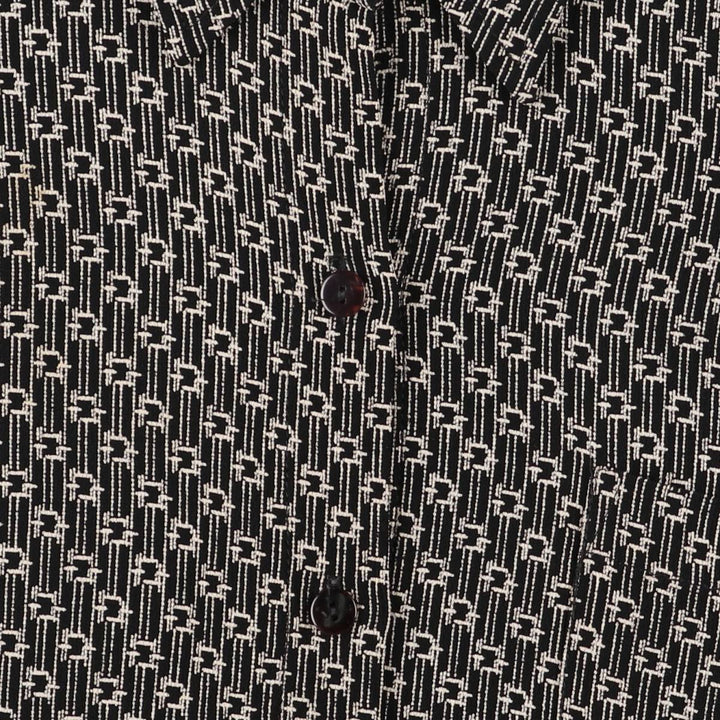 Karen Kane all-over print long-sleeved shirt, made in the USA, women's size L unclear black type Vintage Second Hand