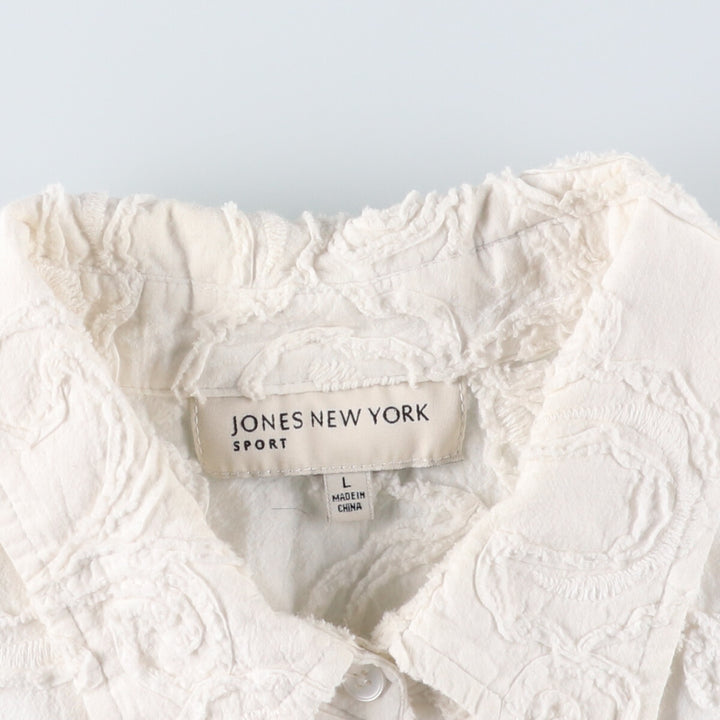 JONES NEW YORK Cutwork Embroidery Long Sleeve Cotton Shirt Women's Size L /eaa524949