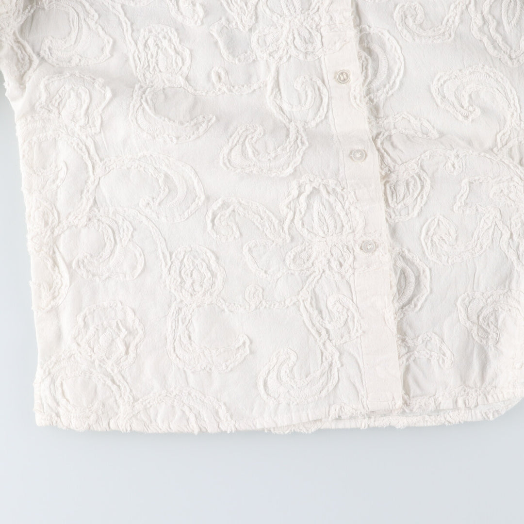 JONES NEW YORK Cutwork Embroidery Long Sleeve Cotton Shirt Women's Size L /eaa524949