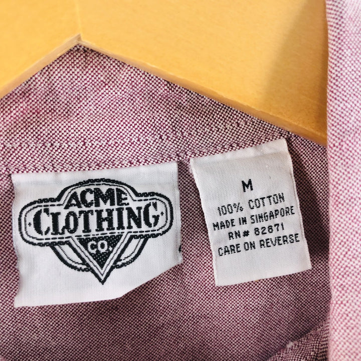 90'S ACME CLOTHING CO. LOONEY TUNES Bugs Bunny long-sleeved button-down shirt, women's size M cotton bordeaux Vintage Second Hand