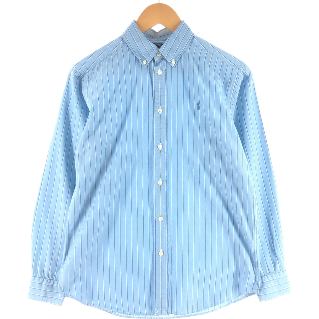 Ralph Lauren long-sleeved button-down striped shirt, women's size L cotton Blue type light blue Vintage Second Hand