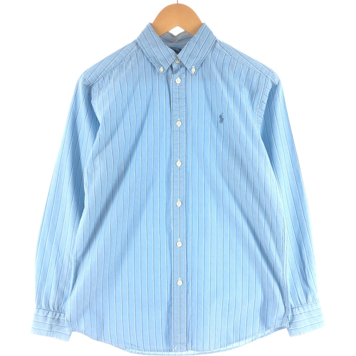 Ralph Lauren long-sleeved button-down striped shirt, women's size L cotton Blue type light blue Vintage Second Hand