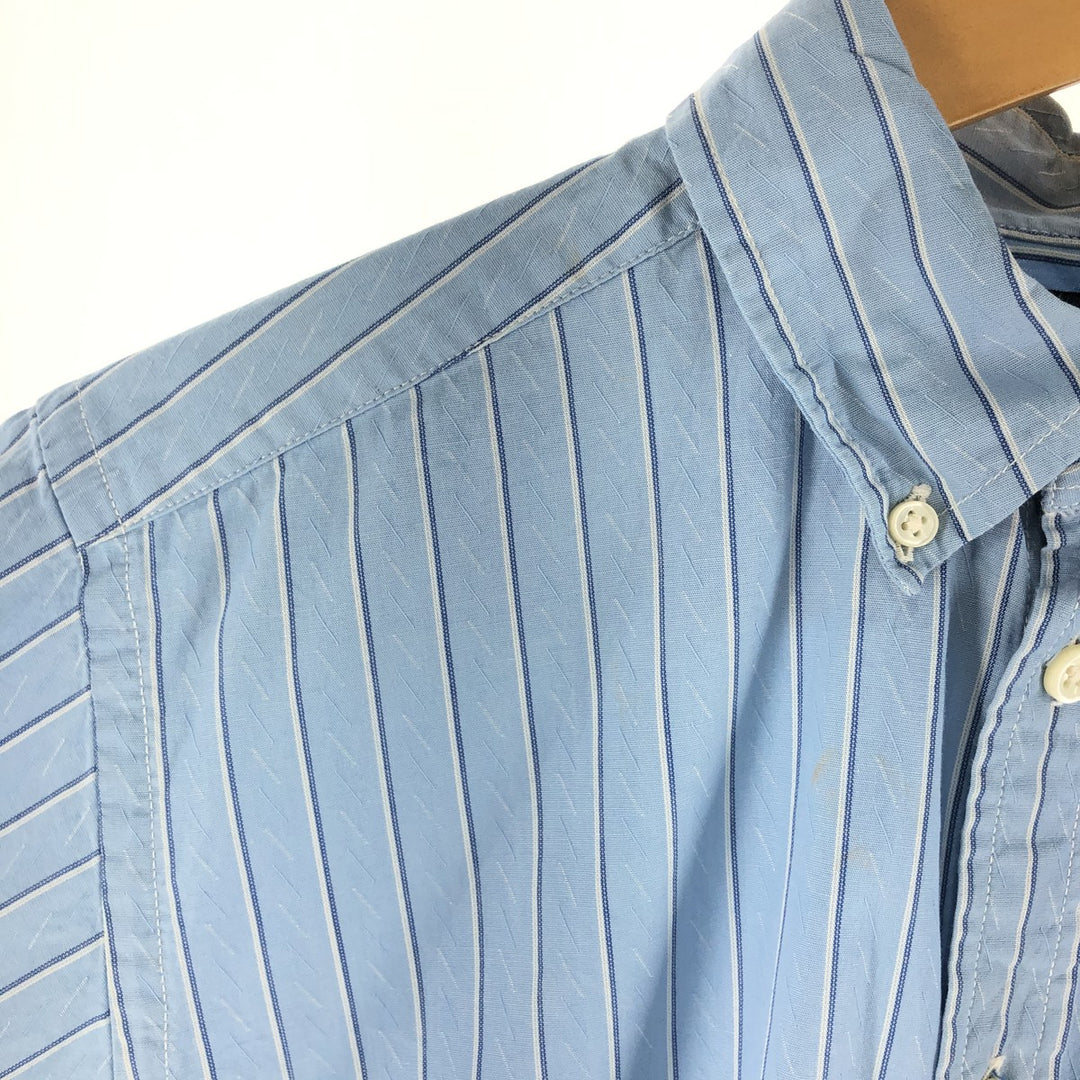 Ralph Lauren long-sleeved button-down striped shirt, women's size L cotton Blue type light blue Vintage Second Hand