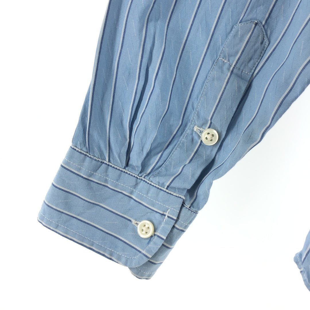 Ralph Lauren long-sleeved button-down striped shirt, women's size L cotton Blue type light blue Vintage Second Hand