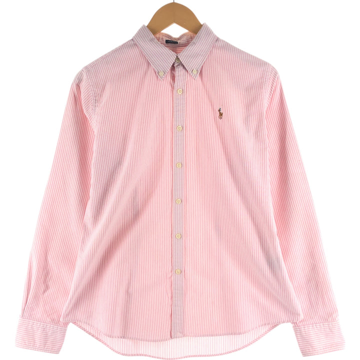 Ralph Lauren Slim Fit Long Sleeve Button-Down Striped Shirt, Women's Size Medium cotton pink type Vintage Second Hand