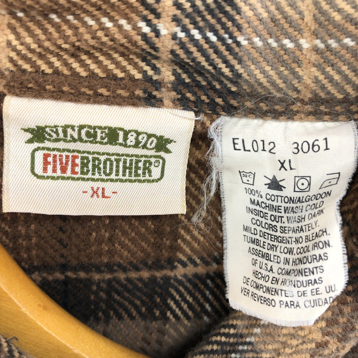 90'S Five Brother Long Sleeve Heavy Flannel Check Shirt Men's XL Vintage /eaa524967