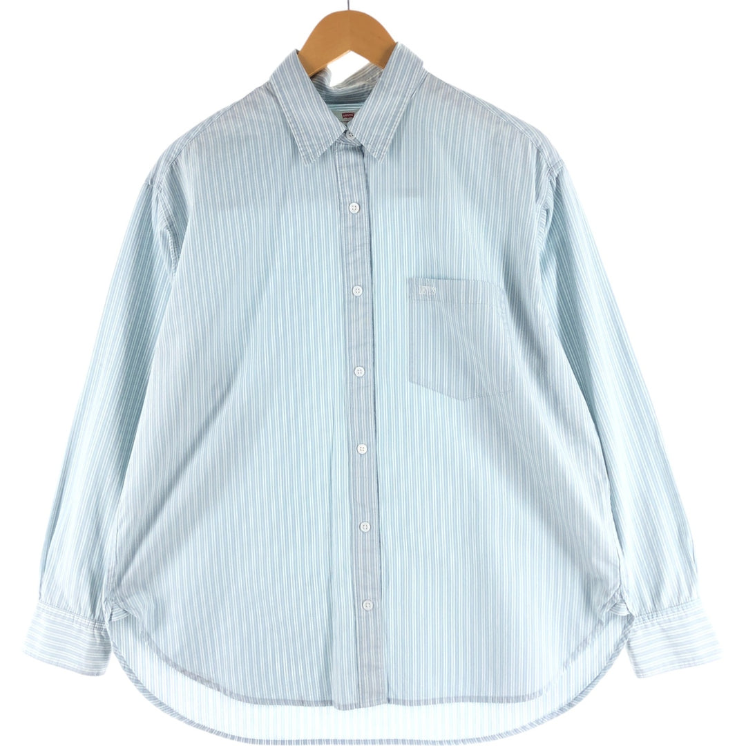 Levi's Women's Long Sleeve Cotton Striped Shirt, Size L cotton Blue type light blue Vintage Second Hand